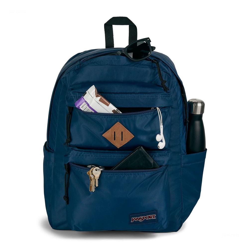 Navy JanSport Double Break Laptop Backpacks | US_JS311