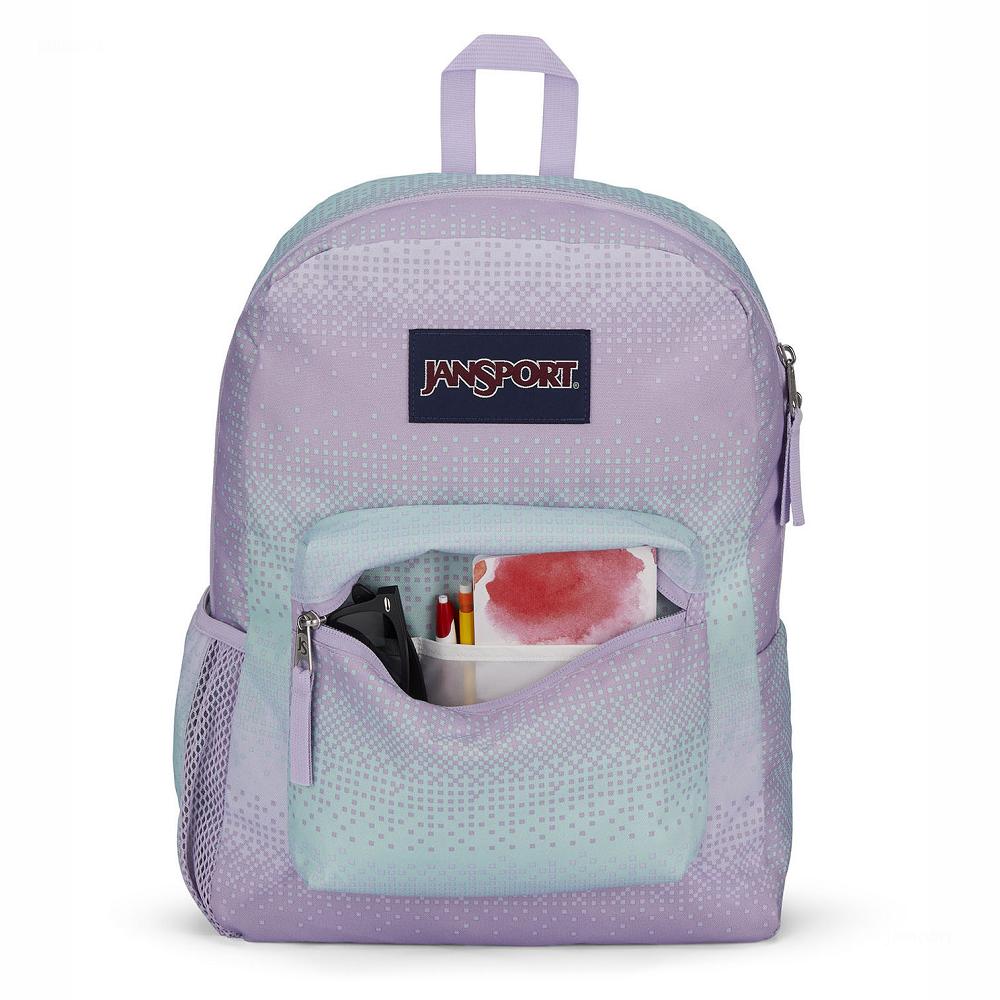 Purple / Green JanSport CROSS TOWN School Backpacks | US_JS572