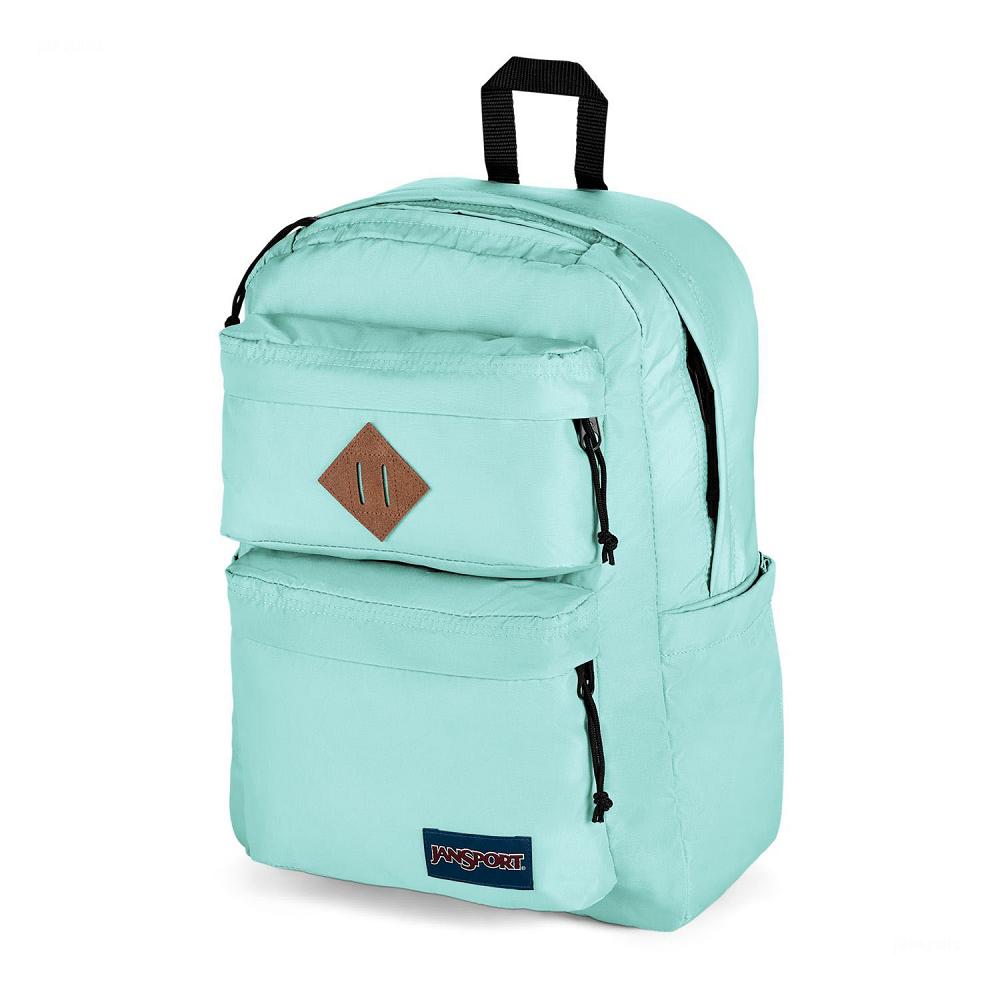 Turquoise JanSport Double Break Laptop Backpacks | US_JS529