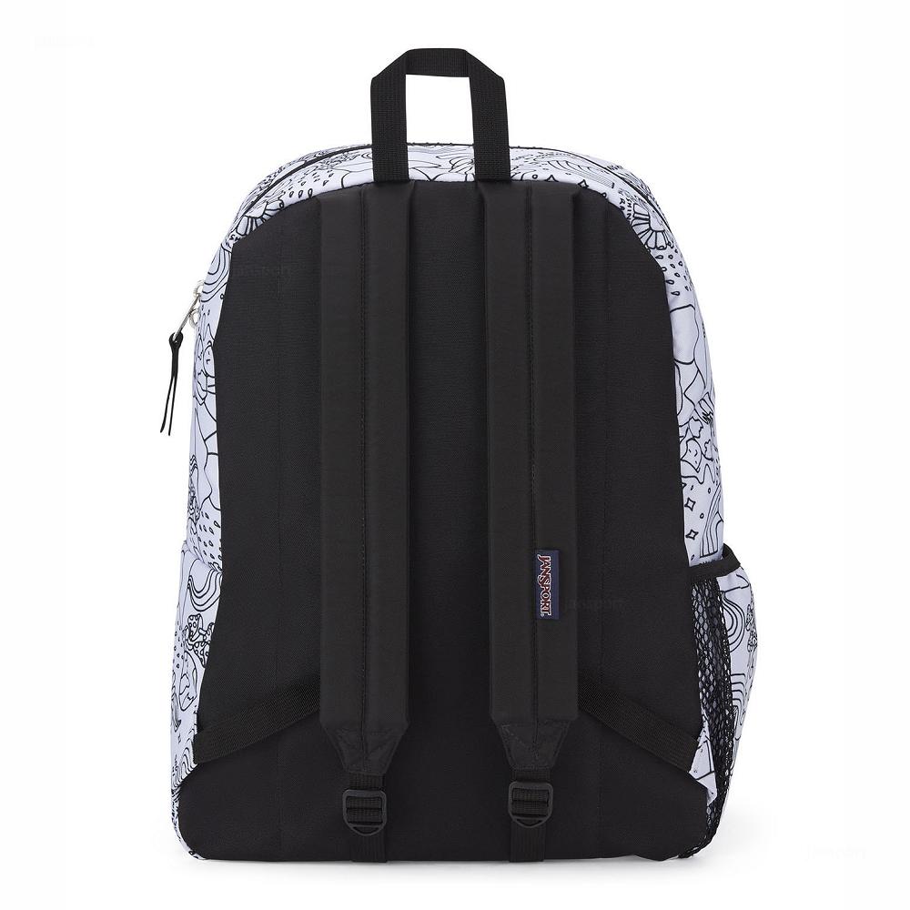 White / Black JanSport CROSS TOWN School Backpacks | US_JS478