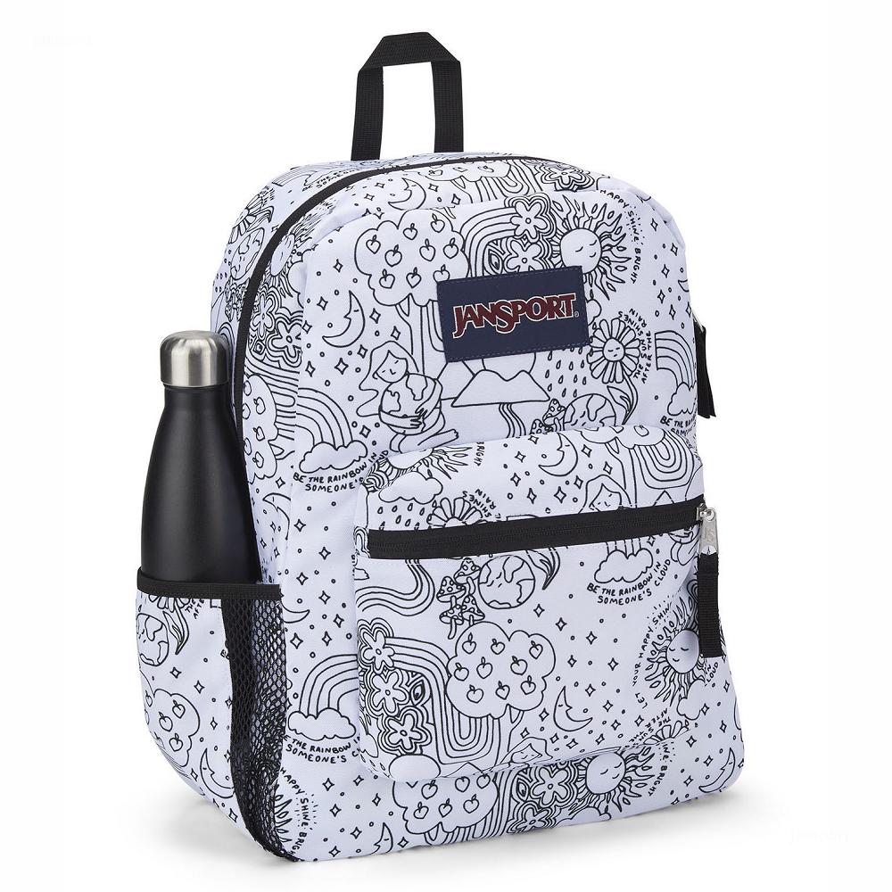 White / Black JanSport CROSS TOWN School Backpacks | US_JS478