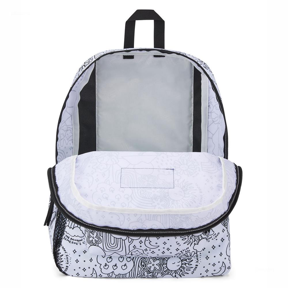 White / Black JanSport CROSS TOWN School Backpacks | US_JS478