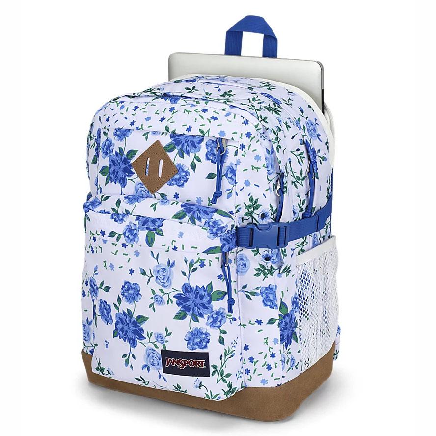 White / Blue JanSport SUEDE CAMPUS Laptop Backpacks | US_JS136