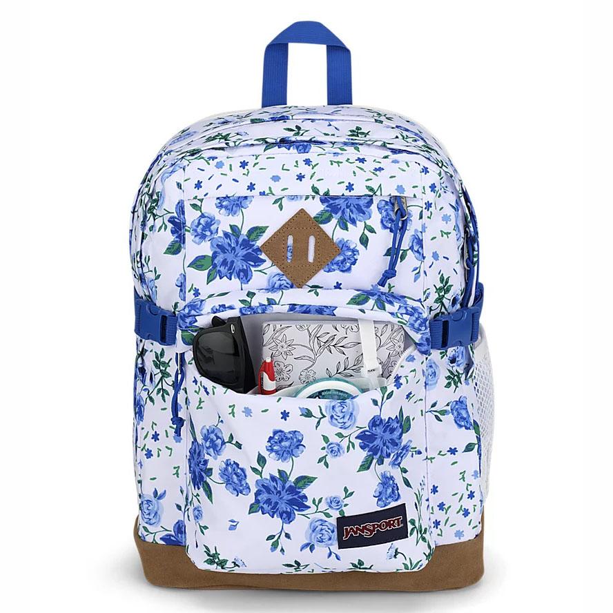 White / Blue JanSport SUEDE CAMPUS Laptop Backpacks | US_JS136