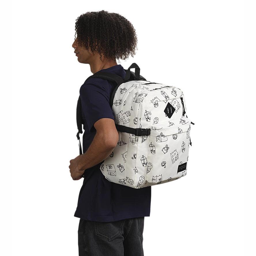 White JanSport Main Campus School Backpacks | US_JS289