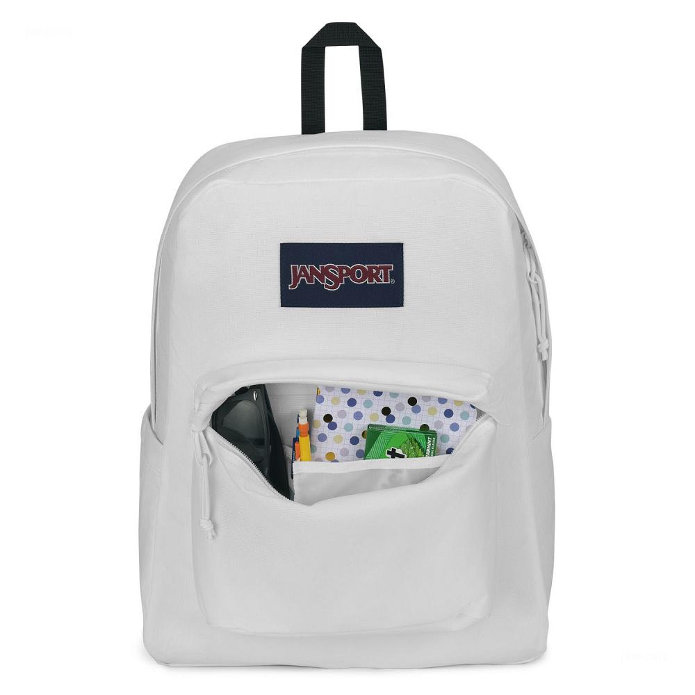 White JanSport SuperBreak® Plus Laptop Backpacks | US_JS036